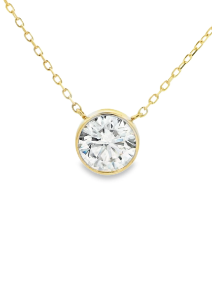 Bezel-Set Round Lab-Grown Diamond Necklace