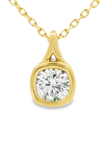 Round Bezel Lab-Grown Diamond Necklace
