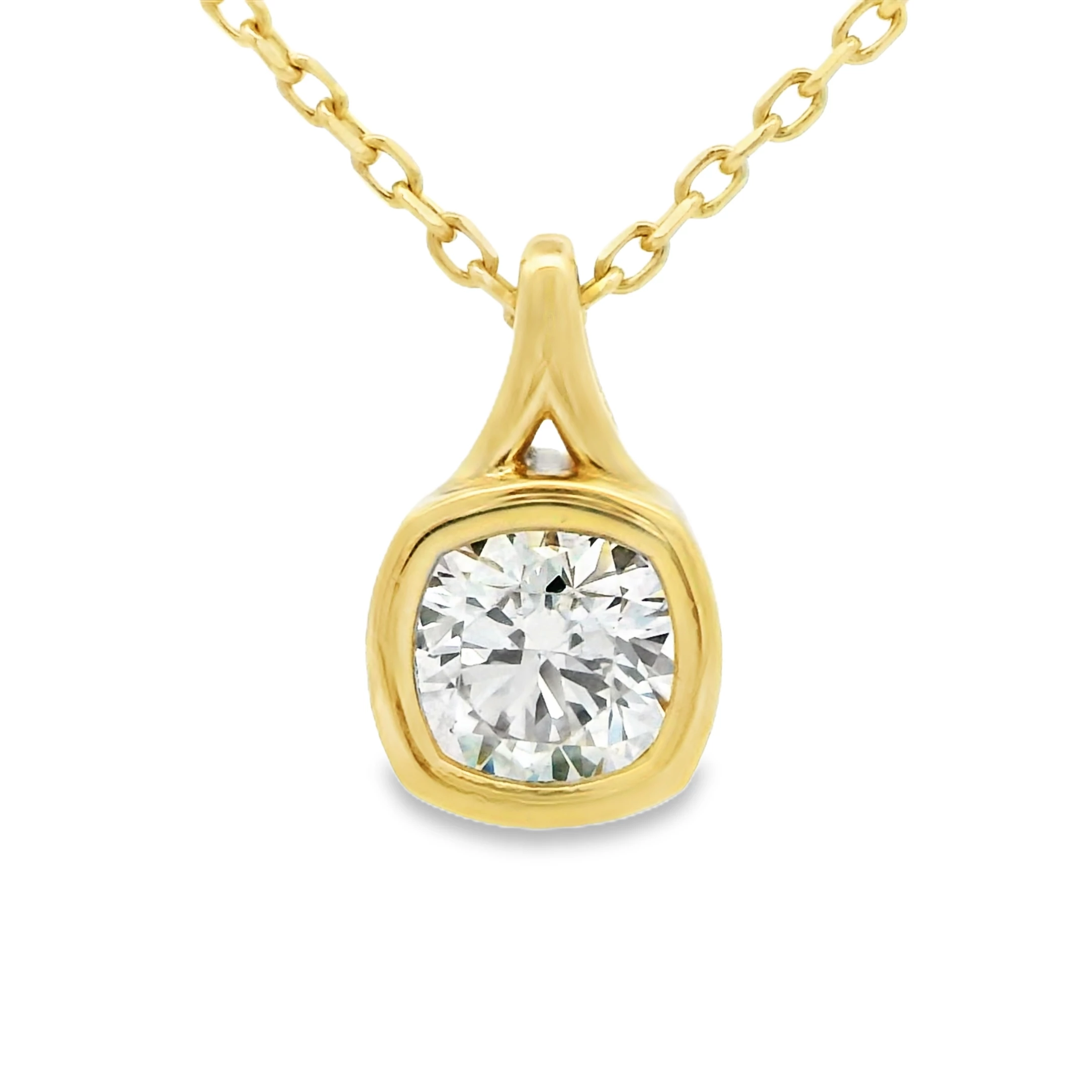 Round Bezel Lab-Grown Diamond Necklace