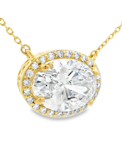 Oval Halo Lab-Grown Diamond Necklace