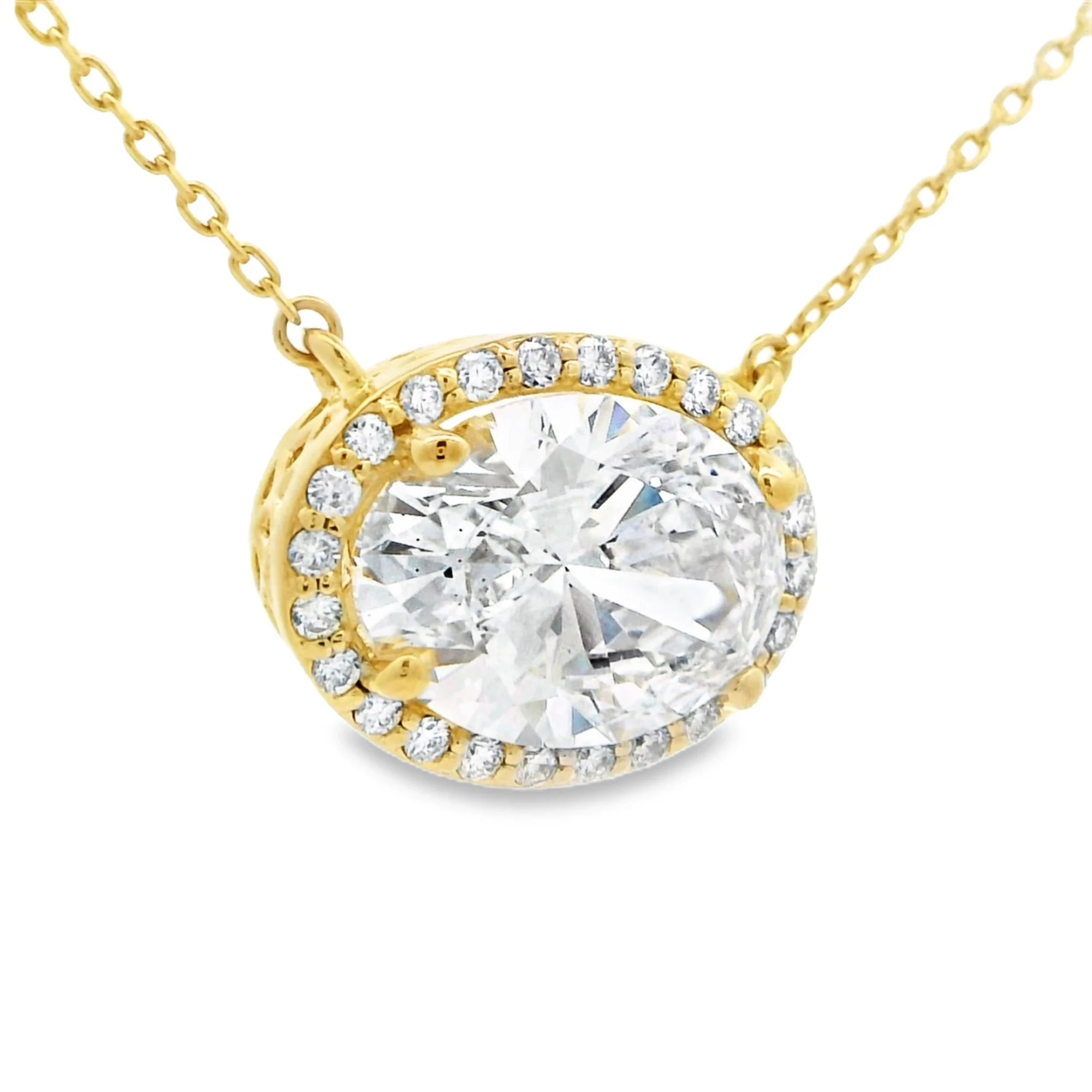 Oval Halo Lab-Grown Diamond Necklace