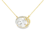 Oval Halo Lab-Grown Diamond Necklace - Image 3