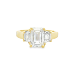 Emerald and Trapezoid Three-Stone Ring - Image 5