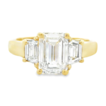Emerald and Trapezoid Three-Stone Ring - Image 6