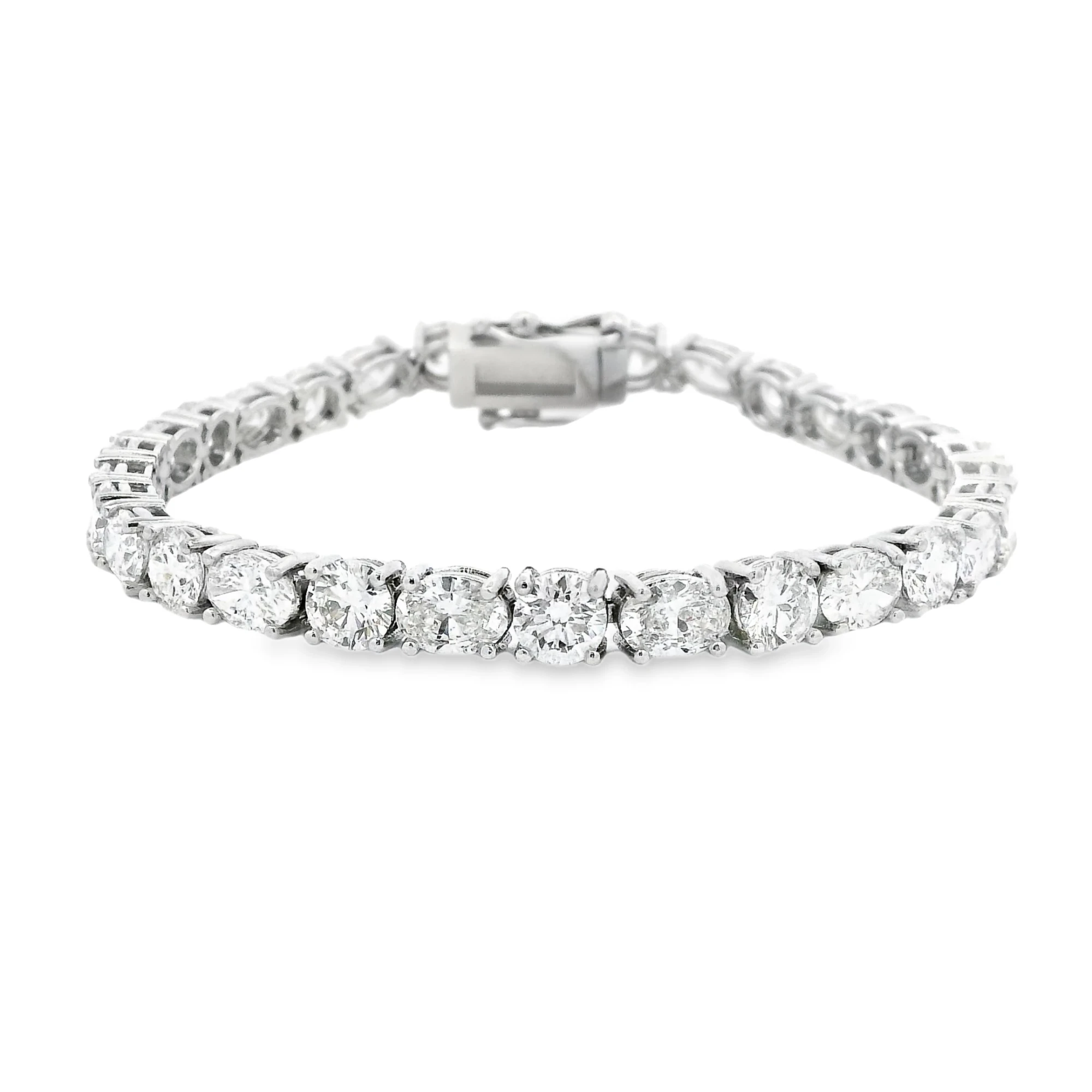Alternating Oval and Round Diamond Tennis Bracelet