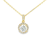 Round Halo Pendant with Diamond Bail