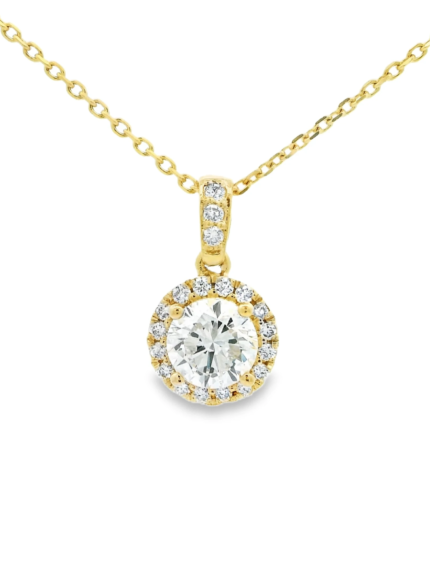 Round Halo Pendant with Diamond Bail