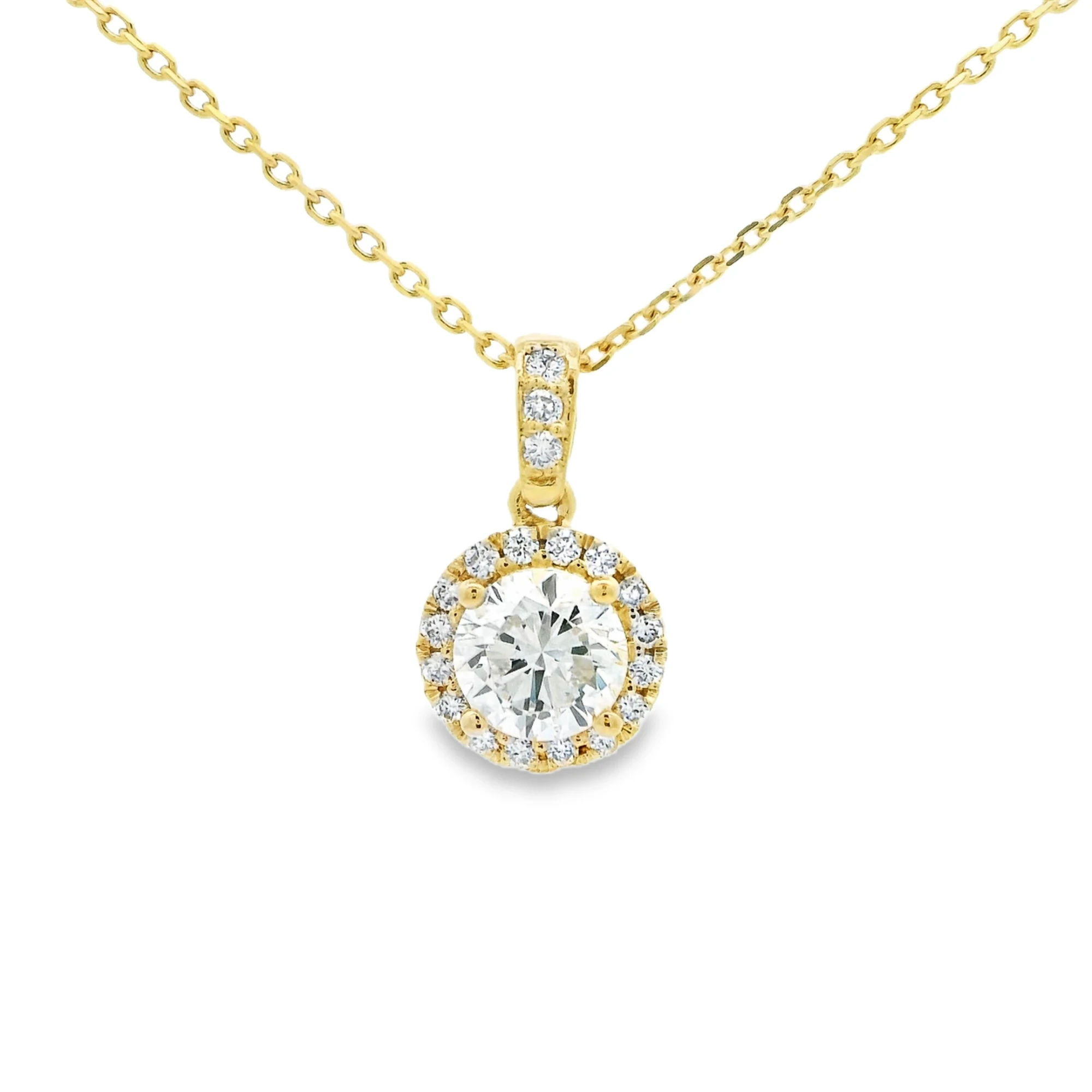 Round Halo Pendant with Diamond Bail