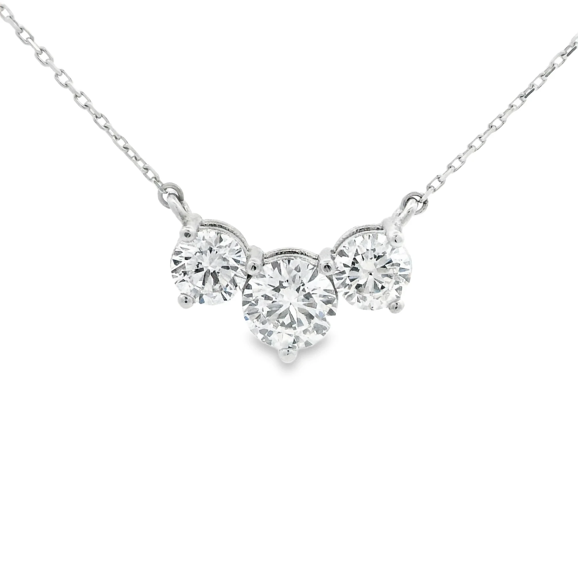 Classic Three-Stone Lab-Grown Diamond Necklace