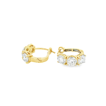 Three-Stone Lab-Grown Diamond Huggie Earrings - Image 4