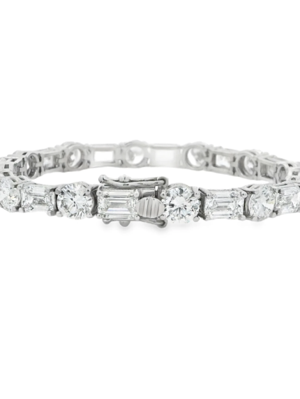 Emerald and Round Diamond Tennis Bracelet