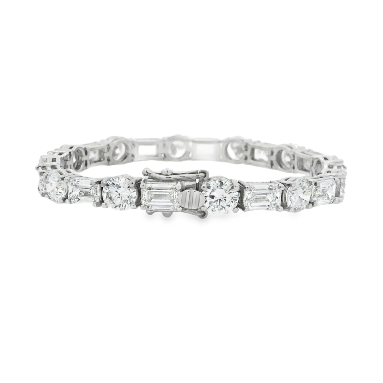 Emerald and Round Diamond Tennis Bracelet