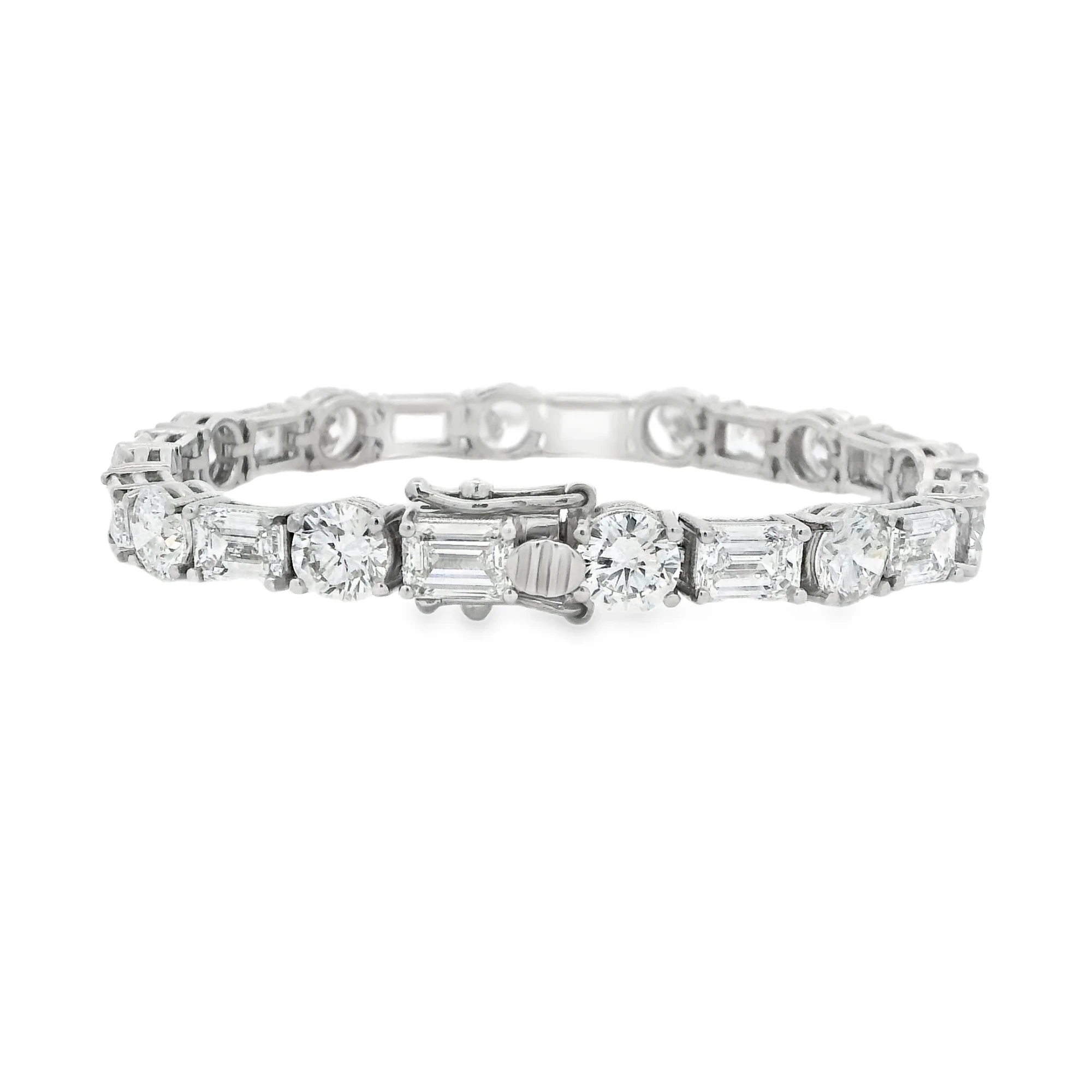 Emerald and Round Diamond Tennis Bracelet