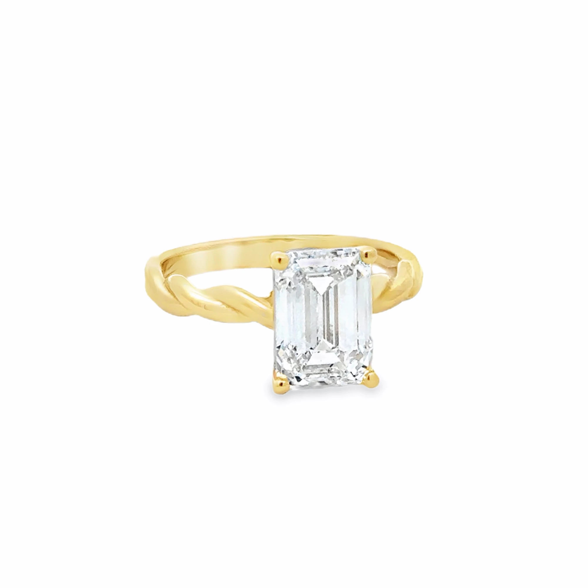 Emerald Cut Twisted Band Lab-Grown Diamond Ring