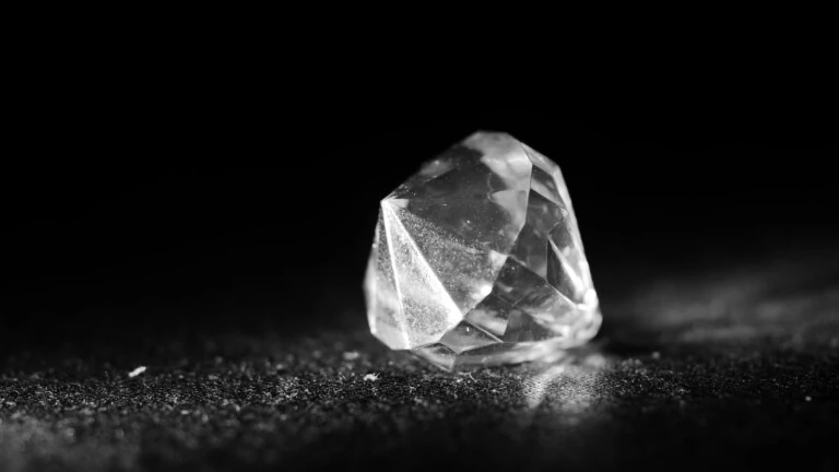 Macro shot of a diamond showing its facets and clarity