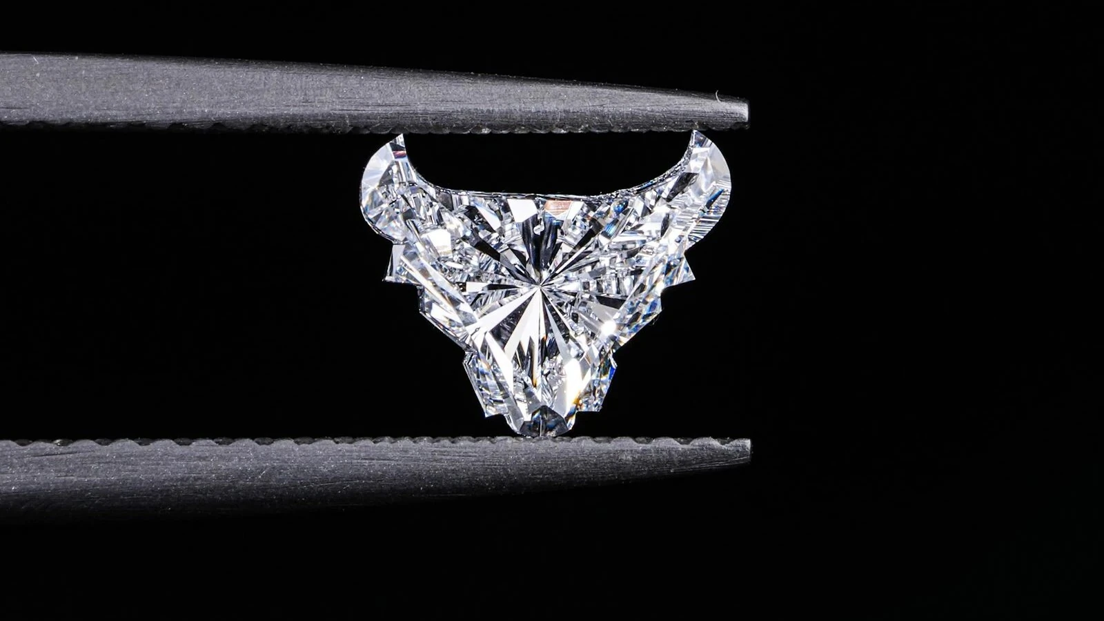 Close-up of a lab-grown diamond showing its faceted brilliance